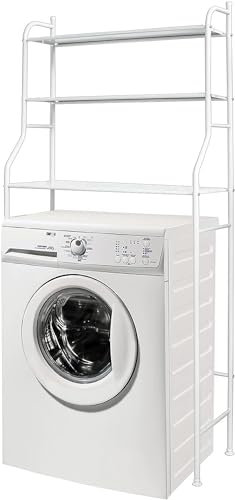 YverLand Scaffale sopra lavatrice per stoccaggio. Mobile lavanderia con 3 ripiani. Armadio ausiliario Organizzatore metallico Bianco per lavanderia (Lavatrice Rettangolare)