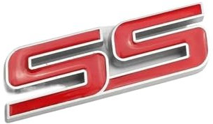 NIBOTT 3D Metall Schwarz Weiß Rot Logo SS Emblem Auto Abzeichen Stamm Aufkleber Fit for Chevrolet Fit for Camaro SS Aufkleber Zubehör (Color : Red)