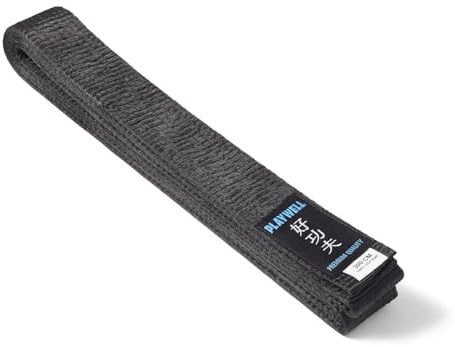 Playwell Martial Arts Schwarzer Instructors Satin-Gürtel, 4,4 cm breit, Schwarz , 320cm
