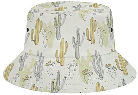 Fischerhut für Damen, Herren, Teenager, verstaubar, Sommer-Sonnenhut, Reisen, Outdoor, Kaktusgelb, Fischerhut, Unisex, Schwarz , One size