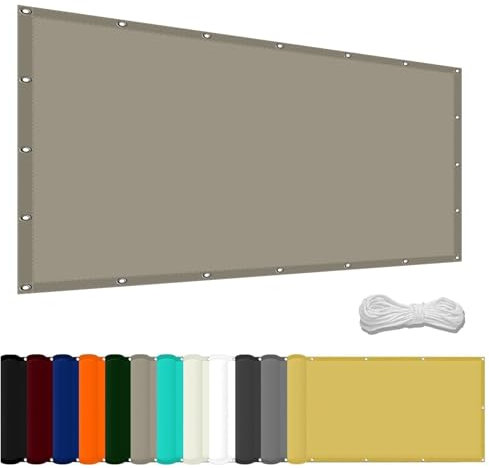 Tenda Parasole Rettangolare 2 x 6 m Impermeabile e Resistente Rettangolari Tende da Sole per Esterno Metri Protezione Raggi UV Adatto per giardini, piscine, spiagge, Tortora