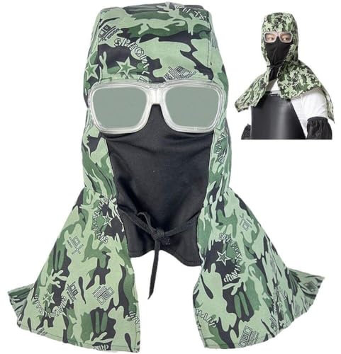 Muteitt Capucha De Soldadura De Cabeza Completa, Gorro De Soldadura Protector Transpirable, Capucha De Soldador Vaquero, Máscara Protectora contra Polvo, Capucha Antiviento
