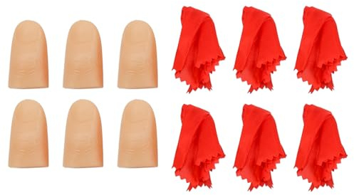 Alnicov 6 pcs Faux Doigt Foulard en Soie Disparaître Accessoires Magiques Pointe de Pouce Magique pour Les Objets Magiques Fête