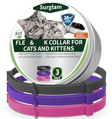 Surglam Cats Collars - Adjustable Cats Kittens Collar Silicone Waterproof Collar Suitable for Small/Medium/Large Cats - 3 Pack