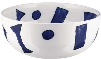 Alessi NF08/38 25 Salad Bowl, Porcelain, White, Blue