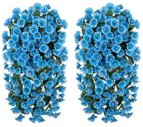 HyeFlora Künstliche hängende Orchideen, 2 Stück, künstliche Hängepflanzen, künstliche Seidenorchidee, Blumenstrauß, Girlande für Zuhause, Garten, Wand, Hochzeit, Party, Innen- und Außenbereich,