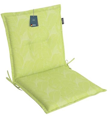 LILENO HOME Coussins pour chaise de jardin [1 pièce – Dossier bas] - Feuilles vertes - Chaise longue confortable pour meubles de jardin - Coussins de chaise pour chaises de jardin et chaises pliantes