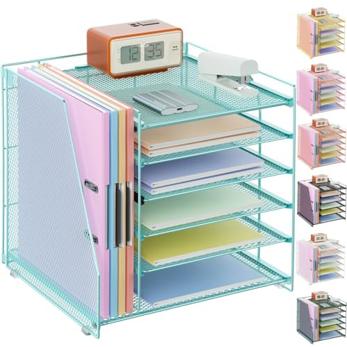 gianotter Schreibtisch-Organizer und Zubehör, 6-stöckiger Papier-Organizer mit Aktenhalter, Dokumenten-Organizer, Bürodekoration, Heimbüro-Essentials (blau)