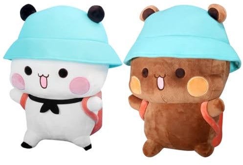 NAVESO 2 Stück Bubu Dudu Kuscheltier, Bär Panda Bubu Dudu Kuscheltier, Pandabär Kuscheltier Kissen, Bubu Dudu Plüsch, Panda Kuscheltier Kawaii, Bubu Dudu Figur, Cartoon Panda Plüschtier Kindergeschenk