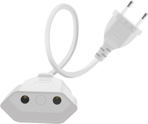 HuaLiSiJi Prolunga Europea 2.5A 250V Cavo Prolunga Presa Europea 2x0.75 mm², per Elettrodomestici, Lampada, Spina di Ricarica, TV, PC Ecc (Bianco, 0.3m)