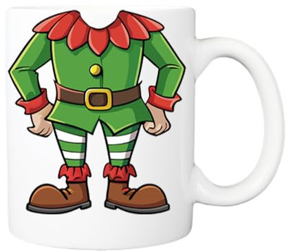 Pickhut Funny Elf Mug for Secret Santa Gift | Novelty Headless Christmas Elf Body Coffee Cup | Festive Office Party Present, Stocking Filler, Xmas Humor Gift for Him Her | White Ceramic 11oz