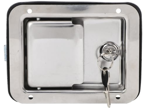 Serrure à Poignée à Palette en Acier Inoxydable 304, 140X108mm, Montage encastré Poli Miroir avec Clés pour Caravane Camion RV