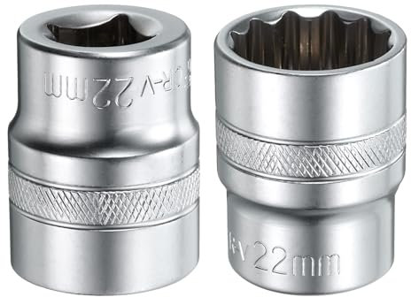 sourcing map Lot de 2 douilles 1/2 par douille à 12 pans de 22 mm de longueur 38 mm