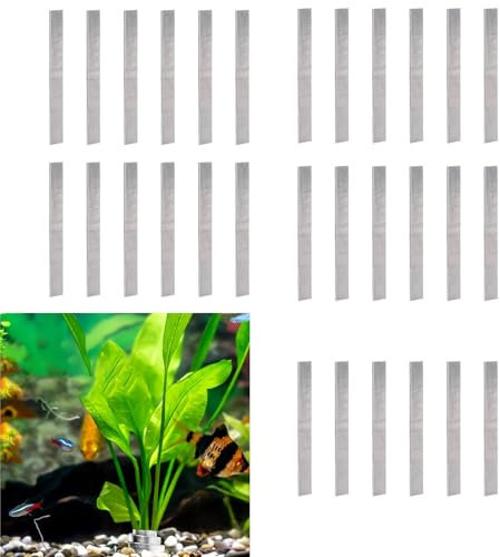 rflaueo 30pcs Aquarium Plant Weights: Bendable Aquatic Plant Anchors, Cuttable, Silver, 10cm x 1.4cm, Prevent Plants Floating