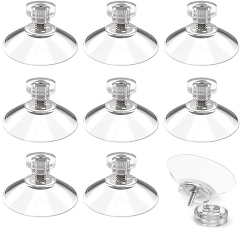 QZKJQDD Saugnapf mit Gewinde, 8 Stück Saugnapf Ø 30mm Saugnäpfe mit Rändelmutter, Saugnäpfe für Fenster, Superstarkes PVC, Klarer Saugnapf, Für Fenster, Autos, Dekoration, Aufhängen