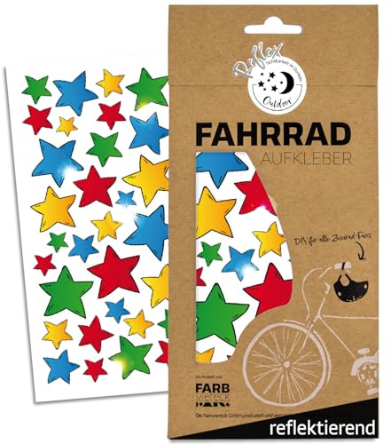 Farbviereck Fahrrad Aufkleber Bunte Sterne Stern Sticker Fahrradaufkleber für Helm Roller Kinderwagen als Geschenk Stars bunt klein für Rahmen | R0019