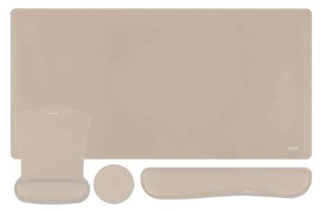 MOSISO Keyboard Mouse Pad Set, Large Gaming Pad&Keyboard Wrist Rest&Mouse Wrist Rest&Coaster, Ergonomic Non-Slip Mousepad&Easy Typing Cushion with Memory Foam for Home Office, Taupe Brown