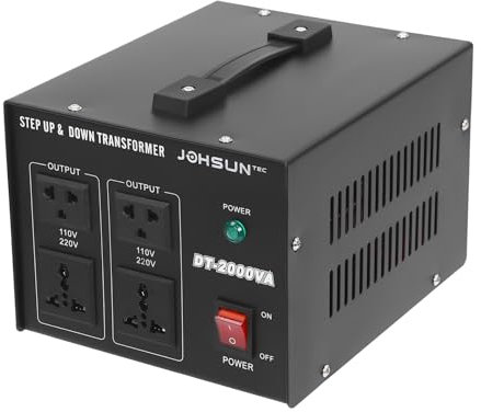 HUSPOO Spannungswandler Step Up Down Converter 110V ⇋220V, Transformator mit Automatischer Unterbrechung für Alle Elektronischen und Elektrischen Geräte (DT-2000VA)