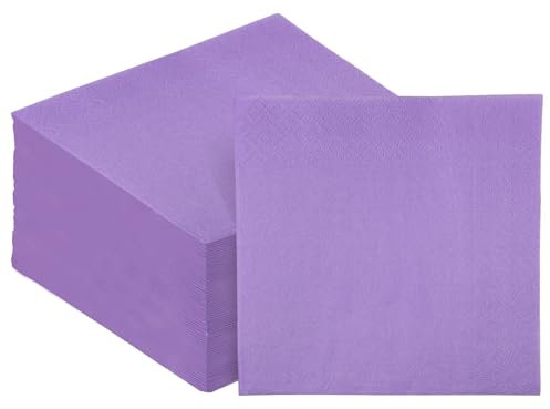 Gcardist 120 Stück Helles Lila Cocktail-Servietten, 12.7 * 12.7cm Einweg-Getränkeservietten aus Papier für Cocktail, Abendessen, Hochzeit, Geburtstagsparty Dessert Wein Papierservietten (5 * 5 inch)