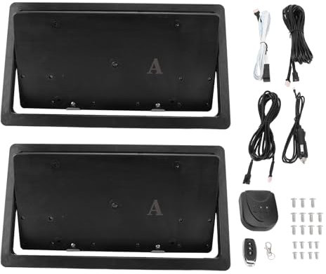 2Pcs Support de Plaque d'immatriculation électrique Rabattable avec télécommande, Universel pour Plaque d'immatriculation américaine