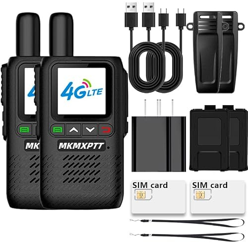 MKMX-PTT 4G LTE Walkie-Talkie 6000mAh Akku Sprachverschlüsselung Wettervorhersage 152 Länder SIM-Kompatibilität Rauschunterdrückung Schwarz (2)