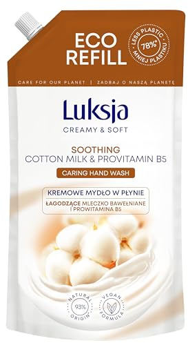 LUKSJA Cremeseife, Baumwolle, Nachfüllpackung 900ml, Hand Handseife, Hände Waschen, Handwaschseife