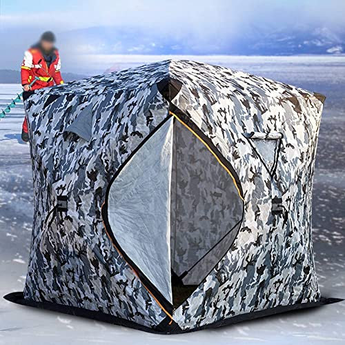 BNCXMO Tragbarer Eisfischereigebnis 3-4 Menschen schnell geöffnet im Winter Campingzelt wasserdichte Winddichte Baumwoll-Eisfischereizelt (Tarn 180x180x210 cm) Schöne Landschaft