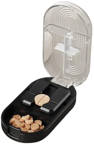 Qutalmi Tagliacompresse Divisore | Tagliatore Di Medicinali - Contenitore Portatile Preciso per Farmaci Integratori e Medicinali in Viaggio