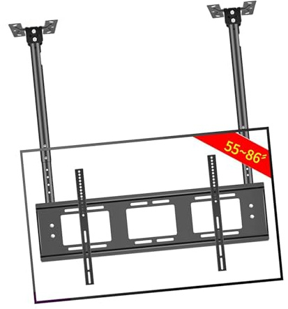 QYMYOZ Adjustable Ceiling TV Mount Bracket - Ceiling TV Mount, Double Pole Hanging TV Bracket, Fits 55-86 Inch LED Flat Panel Display, TV Pole Mount Holds Up to 176lbs/80kg,