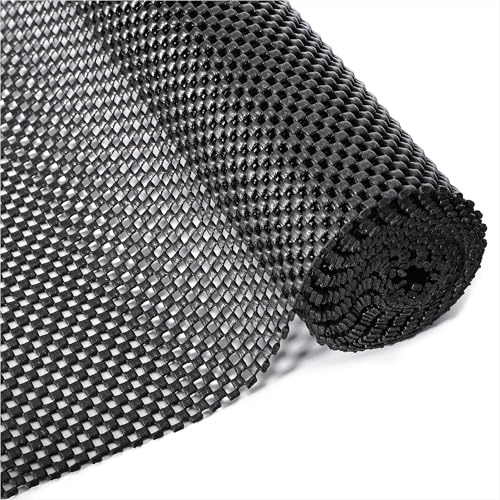 Bases Antideslizantes para Alfombras 30x300cm Cortable Alfombra Antideslizante de PVC Multiuso para Coche Cajones Estantes Bandeja Hogar Oficina Carros Cocina Baño, Negro