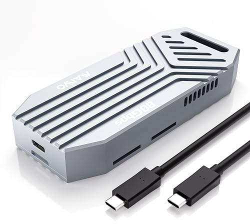 MAIWO M.2 NVMe SSD Enclosure 80Gbps, External Tool-Free 80Gbps NVMe Enclosure for 2280 M-Key,Compatible with Thunderbolt 4/3/USB4/USB C with Cooling Fan, Aluminum Alloy Shell JHL9480 Chip