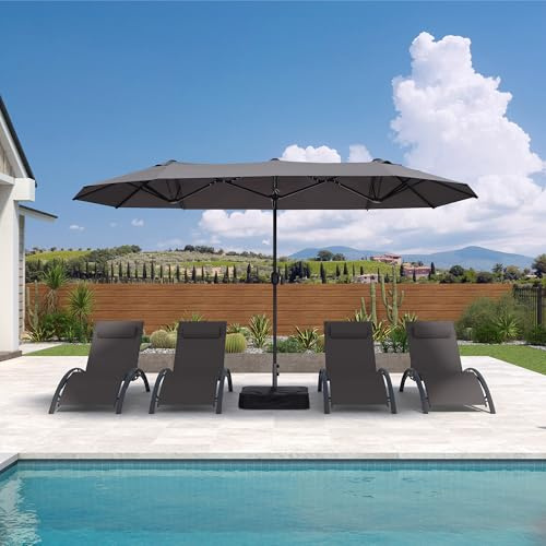 PURPLE LEAF Sonnenschirm Balkon 400 x 200 cm mit Kurbel UV-Schutz, Grau | Rostfreies Aluminium, Kurbelöffnung, Farbechtes Polyester, 12 stabile Stahlrippen, Kurbel Leicht zu bedienen, Balkon