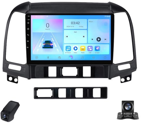 9-Inch Radio para Coche para Hyundai Santa Fe 2 2006-2012 Estéreo para Coche con Pantalla Táctil/Wireless CarPlay/Android Auto/GPS/Bluetooth/FM/RDS/Cámara Visión Trasera/ADAS DVR(NF-7)