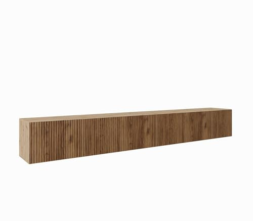 MEBLINI TV-Schrank 300cm Lang - Fernsehschrank - TV Lowboard Industrial - Unterschrank für Fernseher - TV-Unterschrank - TV-Schrank - Hängeschrank - Noemi - 300x40x41cm - Artisan Eiche/Catania Eiche