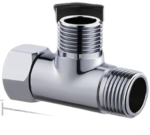 Brass T Connector Set 2PCS 1/2 Inch for Shower Hose Plumbing and Water Line Branching in Bathroom Kitchen and Utility Areas