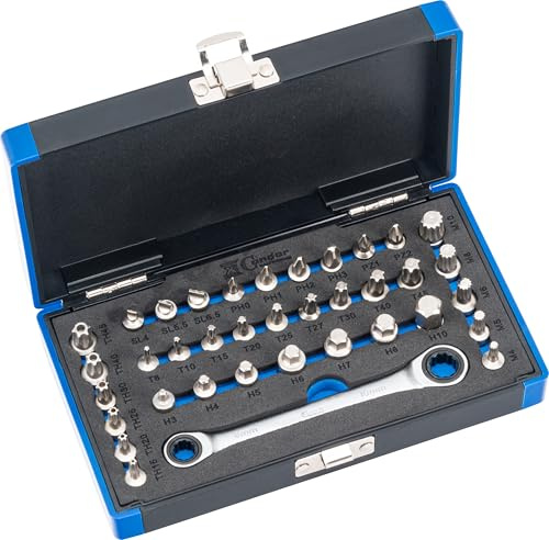 Condor Werkzeug 2137 | Engraum-Bitsortiment | 37-tlg. | 8+10 mm 6-kant | Innensechskant, T-Profil, T-Profil SLB, Vielzahn, Schlitz, Kreuz PH, Kreuz PZ
