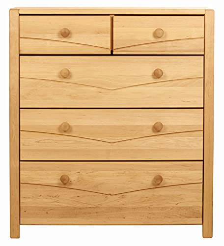 BioKinder Kommode Schubladenschrank Sideboard Wickelkommode Wickeltisch Luca mit 5 Schubladen aus zertifiziertem Massivholz Erle 80 x 50 x 90 cm