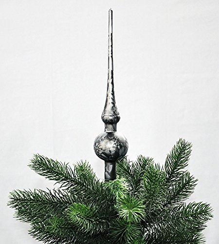 Jack Christbaumspitze Thüringer Glas 28cm Spitze Mundgeblasen Eislack Glanz Matt, Farbe:Anthrazit Eislack