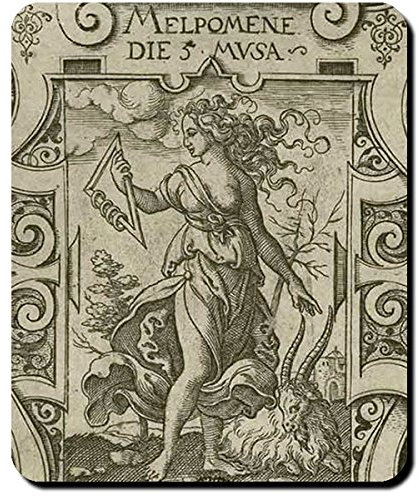 Melpomene Mythologie Muse Griechenland Trauergesang Weinlaub Zeus Gemälde Virgil Solis 1562 - Mauspad Mousepad Computer Laptop PC #16465