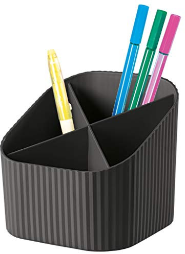 HAN Schreibtischköcher X-LOOP – modernes, junges Design für alle Schreibtischutensilien mit 4 Fächern, schwarz, 17230-13