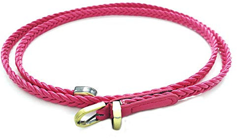 Ceinture Tressée Fine en Cuir Accessoire Mode pour Filles Rose