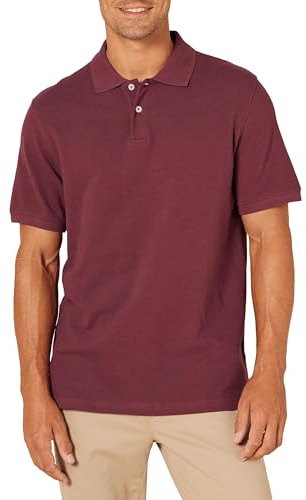 Amazon Essentials Herren Poloshirt Slim Fit Baumwolle Piqué Kurzarm, Port, XXL