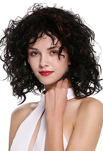 WIG ME UP - DW-2698-2BH30 Damenperücke Perücke kurz schulterlang wild gelockt lockig voluminös Kastanie Braun Dunkelbraun gesträhnt
