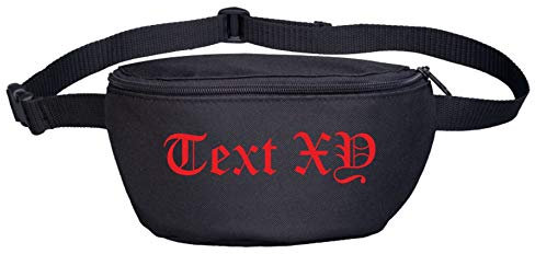Bauchtasche mit Wunschtext - Altdeutsch - Bedruckt - Gürteltasche Hipbag Druckfarbe: rot