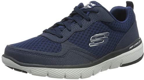 Skechers Men's Flex Advantage 3.0 Trainers, Blue Navy Leather Mesh Trim Nvy, 8 UK