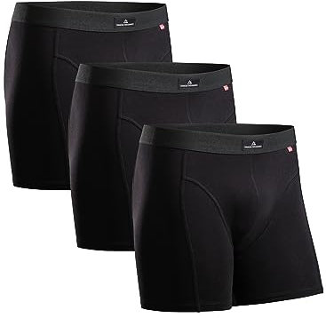 DANISH ENDURANCE Cotton Boxers for Men with Optional Fly, Stretchy Men's Underwear Trunks, 3 or 10 Pack, Black, L