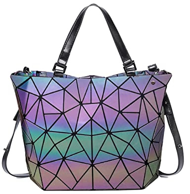 MARBER Damen-Umhängetasche, leuchtend, geometrisch, nachtleuchtend, modisch, bunt, rautenförmig, Handtasche, Umhängetasche, für Damen