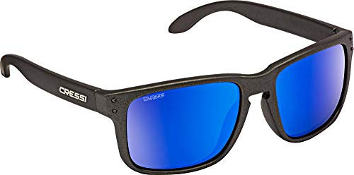 Cressi Blaze Sunglasses Gafas de Sol HTC polarizadas y repelentes al Agua, Adultos Unisex, Carbón/Espejadas Lentes Azul, Talla única