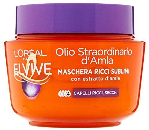 L'Oréal Paris Elvive Maschera Idratante con Olio Straordinario d'Amla, Ricci Sublimi, 300ml