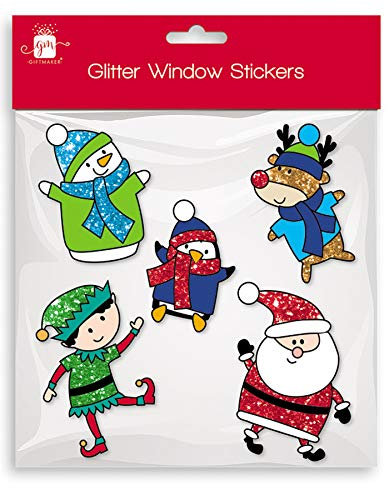 Giftmaker 5 Xmas Christmas Glitter Characters Window Stickers